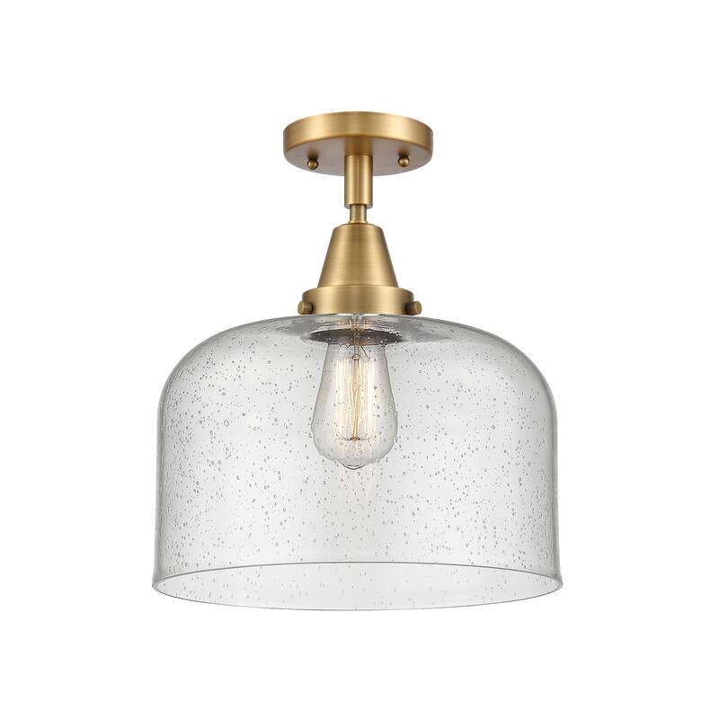 Innovations Lighting Caden Bell - 1 Light 12" Flush Mount - Brushed Brass/Seedy
