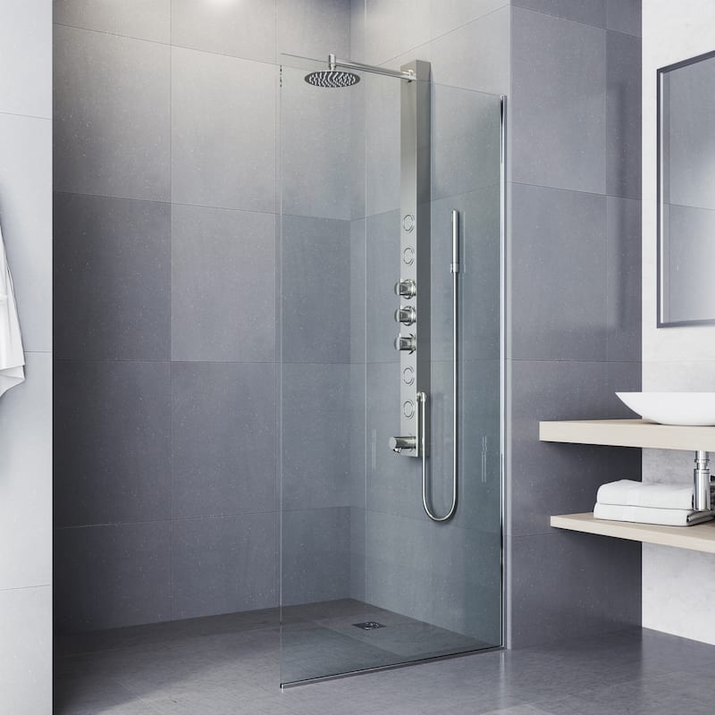 VIGO Bowery 58" H x 4" W 4-Jet Shower Panel with Round Shower Head and Tub Filler
