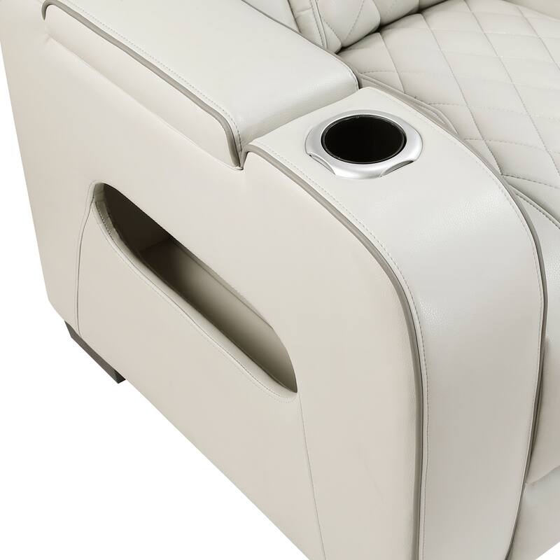 Ezra 37.5" Faux Leather Power Recliner - Power Heatrest, Cup Holders
