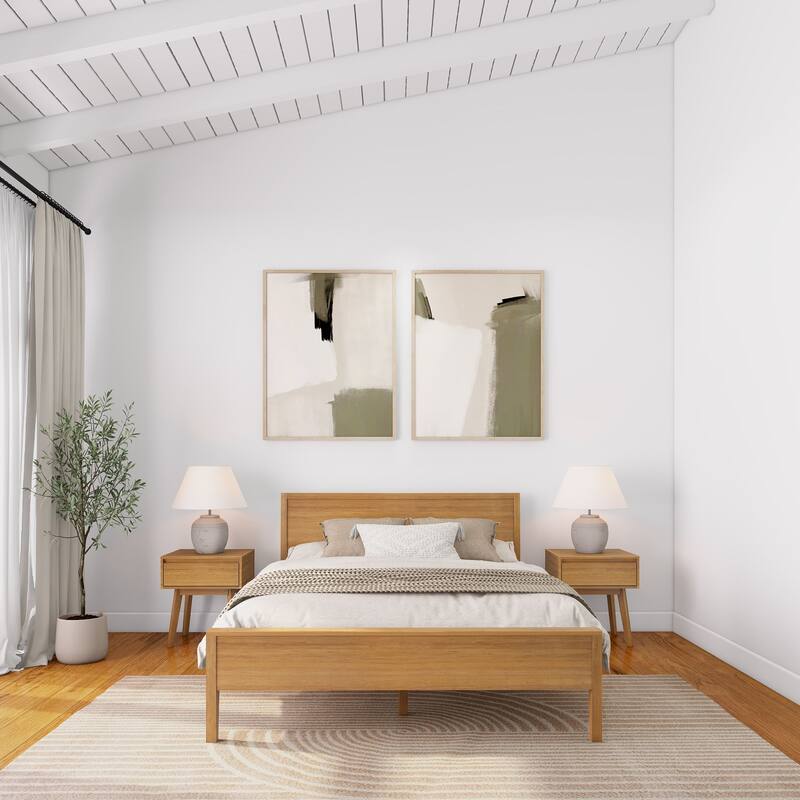 Plank and Beam Queen-Size Bed with Panel Headboard
