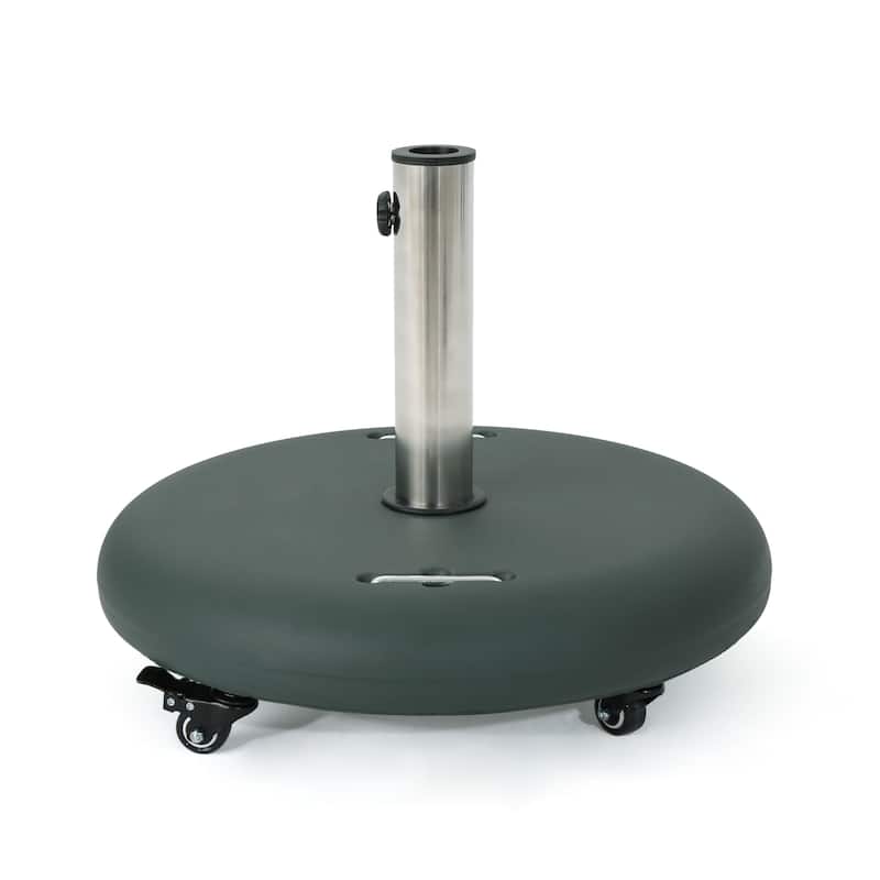 Hayward Outdoor 80-pound Round Black Stainless Steel Umbrella Base Holder with Wheels by Christopher Knight Home