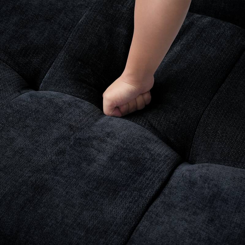92.04" Linen Modular Sofa Chaise Sectional Sofa with Pillows