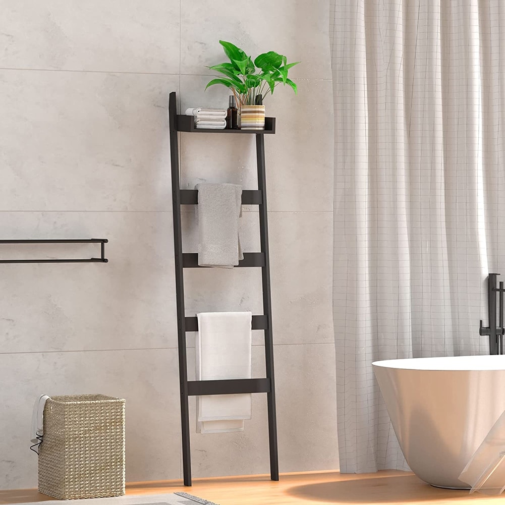 Bamboo ladder towel rack sales