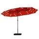 preview thumbnail 60 of 79, MAISON ARTS 15-foot Rectangular Crank Double-sided Outdoor Market Umbrella Solar LED Lighted Patio Umbrella with Base Included