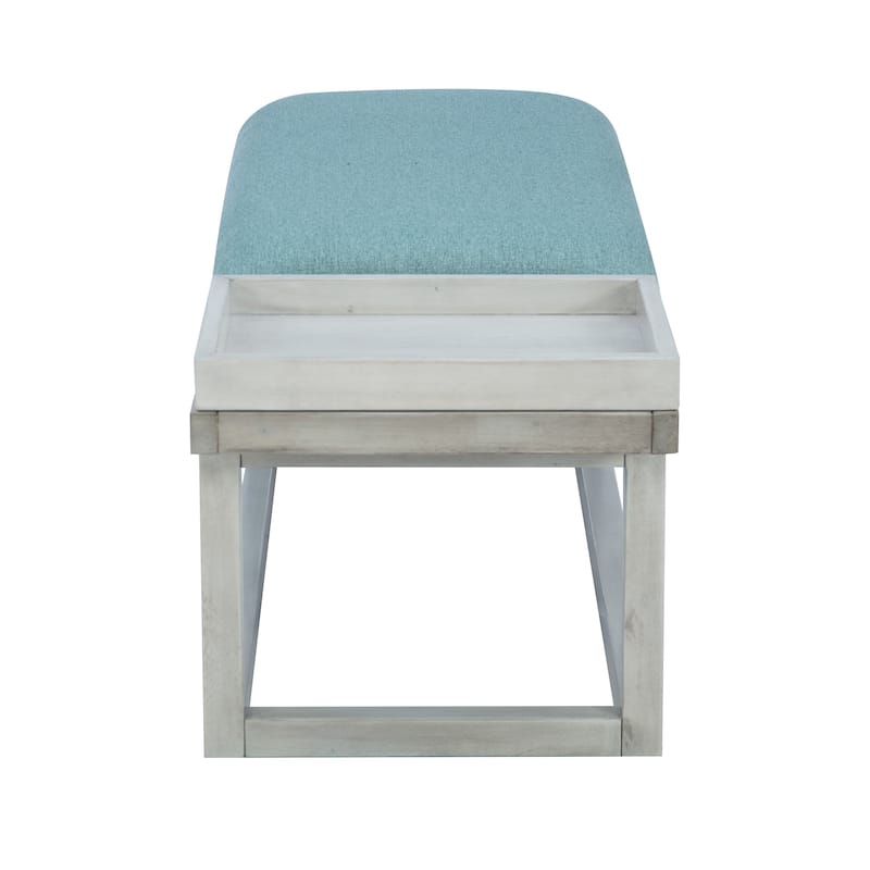 Aliza Upholstered Solid Wood Bench with Tray