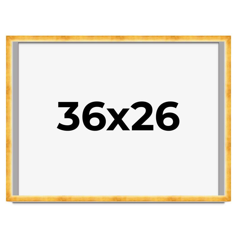 36x26 Shadow Box Frame Gold | 1.625 Inches Deep Real Wood Traditional