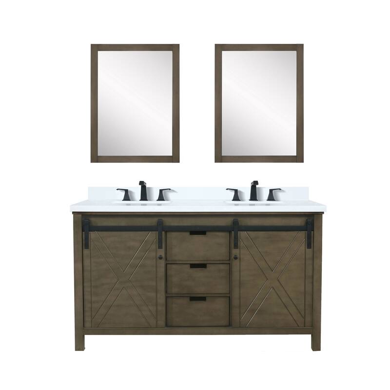 Marsyas Bath Vanity, Cultured Marble Countertop, Faucet Set and Mirrors