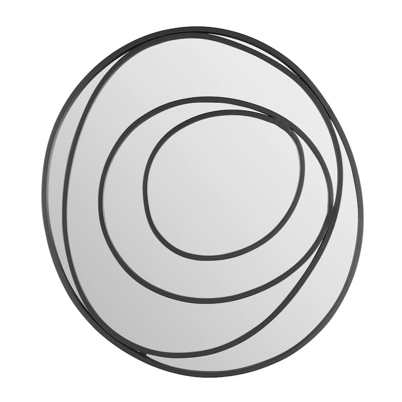 Danya B. Sonya 25.5-inch Contemporary Continuous Circles Wall Mirror with Black Iron Accents