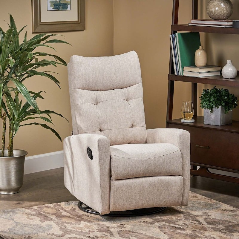 Modern Fabric Glider Swivel Recliner Chair by Christopher Knight Home - Beige