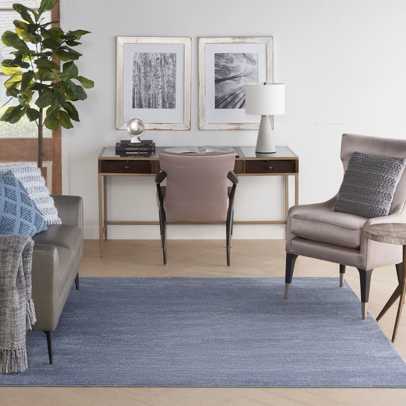 Nourison Modern Solid Indoor/Outdoor Area Rug - 7' Square - Blue/Grey