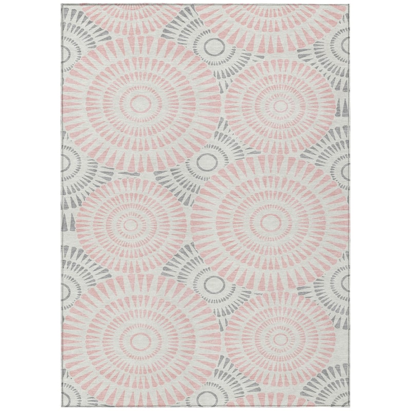 Machine Washable Indoor/ Outdoor Chantille Modern Burst Rug