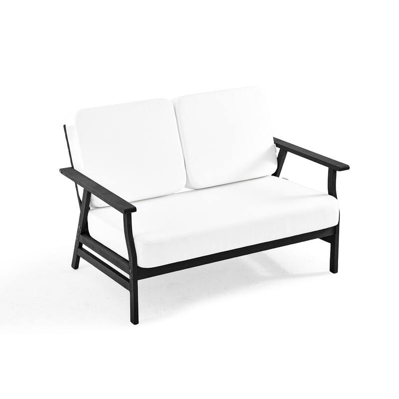 Casual Wood Cushioned 5-Piece Outdoor Patio Conversation Set