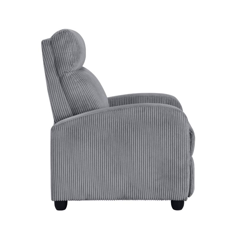 Pary Manual Push Back Reclining Chair with Dark Gray Ribbed Corduroy