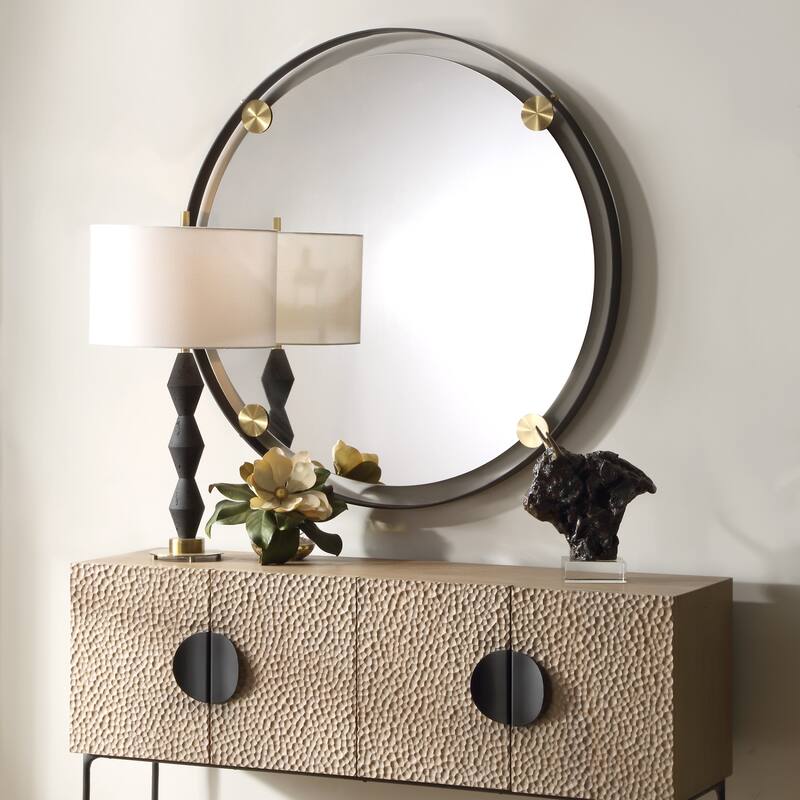 Uttermost 09983 Radius 42" Diameter Circular Framed Bathroom Mirror