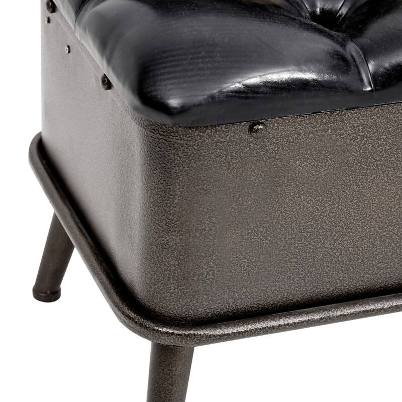 vidaXL Storage Bench with Backrest 43.3" Black Faux Leather - 43.3" x 20.5" x 29.5"