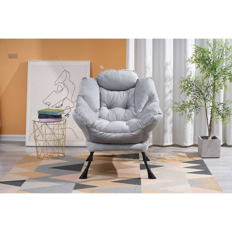 Lazy Sofa Chair with Soft Cushion and Side Pocket for Relaxation