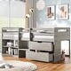 preview thumbnail 4 of 14, Elegant & Functional Design Twin Size Loft Bed With Two Shelves And Two Drawers,Beautiful Piece for Bedroom,Antique Gray