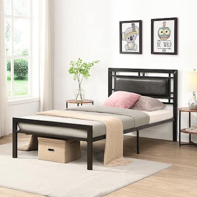 Twin Size metal bed Sturdy System Metal Bed Frame ,Modern style and comfort to any bedroom