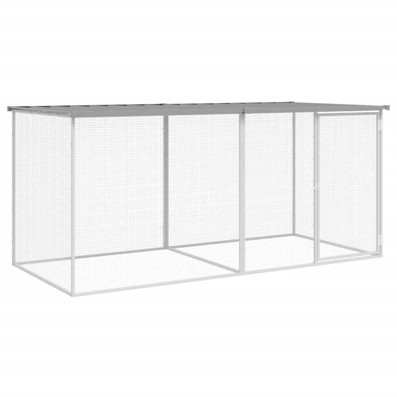 vidaXL Chicken Cage with Roof Metal Chicken Run Animal House Galvanized Steel