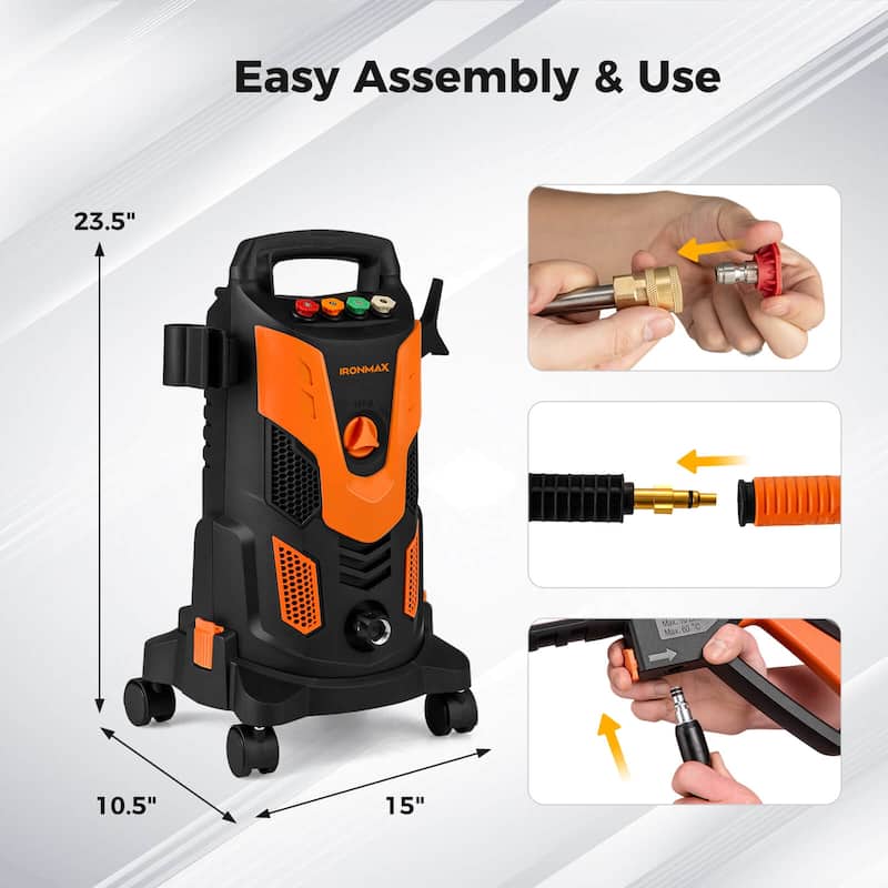Ironmax Electric Pressure Washer with 4 Nozzles & Soap Bottle Lockable - See Details