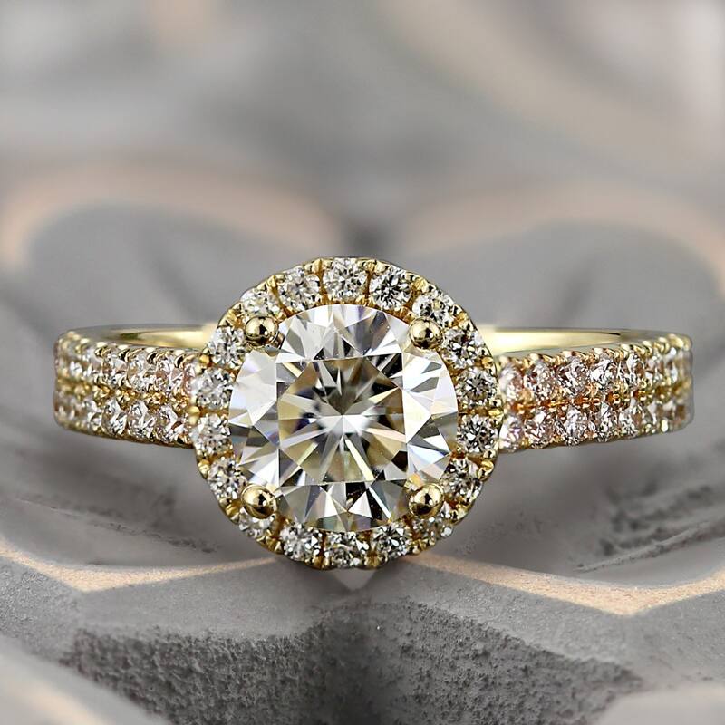 Auriya 14k Gold 1 3/4ctw Halo Moissanite Engagement Ring