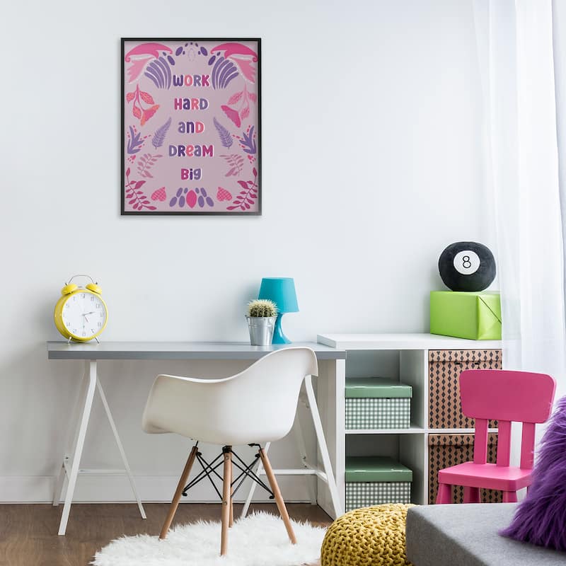 Stupell Work Hard Dream Big Framed Giclee Art Design By Julia Fox
