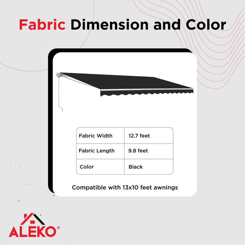 ALEKO Fabric Replacement for Retractable Awning 13 x 10 Feet Black