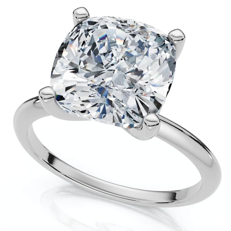 Certified 3Ct Cushion Diamond Solitaire Engagement Ring Gold or Pt Lab Grown