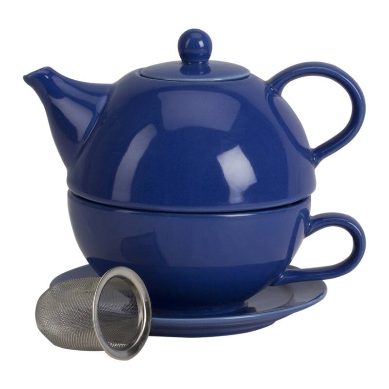 Omniware Teaz Tea for One with Infuser - 6" L x 4" W x 4.5" H - Simply Blue