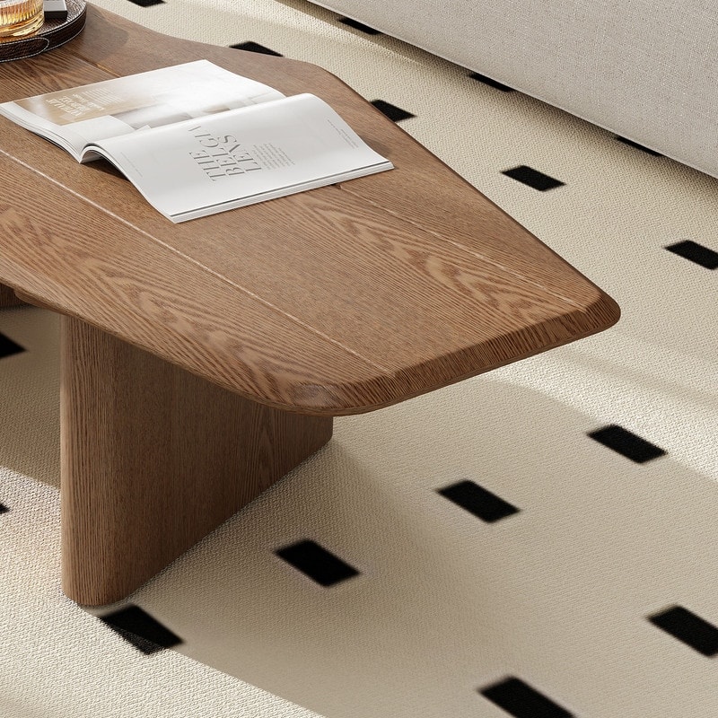 47.2 Inches Free Form Rustic Ash Wood Veneer Coffee Table for Small Living Room