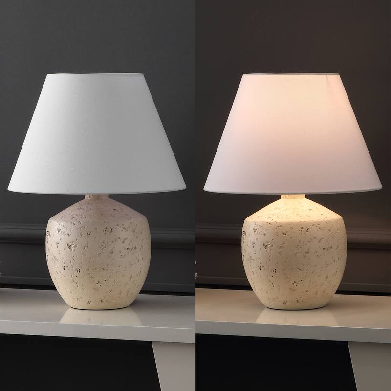 Myron 18" Minimalist Concrete Effect Resin/Iron LED Table Lamp (Set of 2), by JONATHAN Y