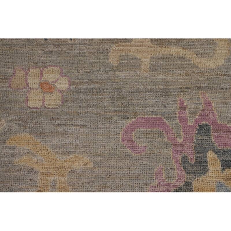 Oushak Turkish Large Area Rug Floral Hand-Knotted Wool Carpet - 10'1"x 14'0"