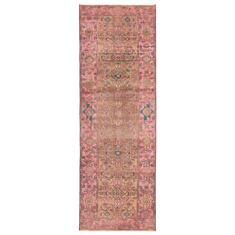 ECARPETGALLERY Hand-knotted Antalya Vintage Light Brown Wool Rug - 3'5 x 10'0