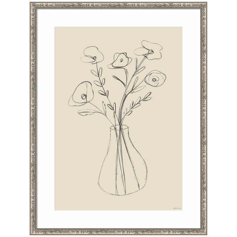 Kate and Laurel Floral Vase by Gabrielly Guedes Framed Wall Art Print - 19x25
