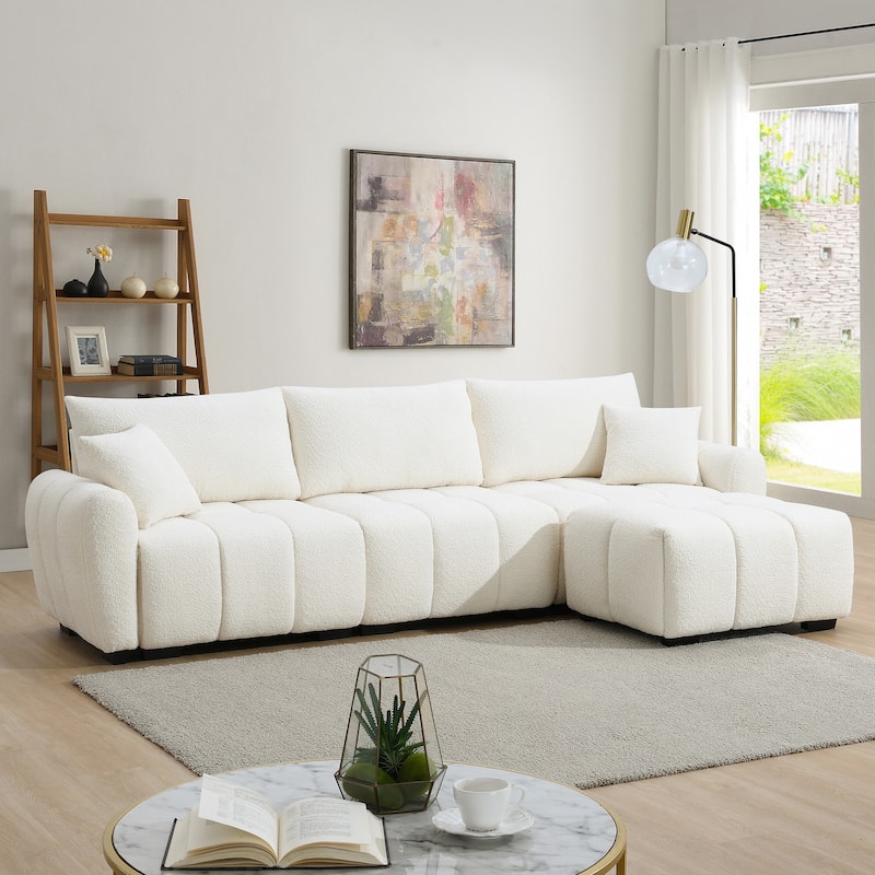 L-Shaped Modular Sofa with Extra-Large Seat by Harper&Bright Designs - Cream