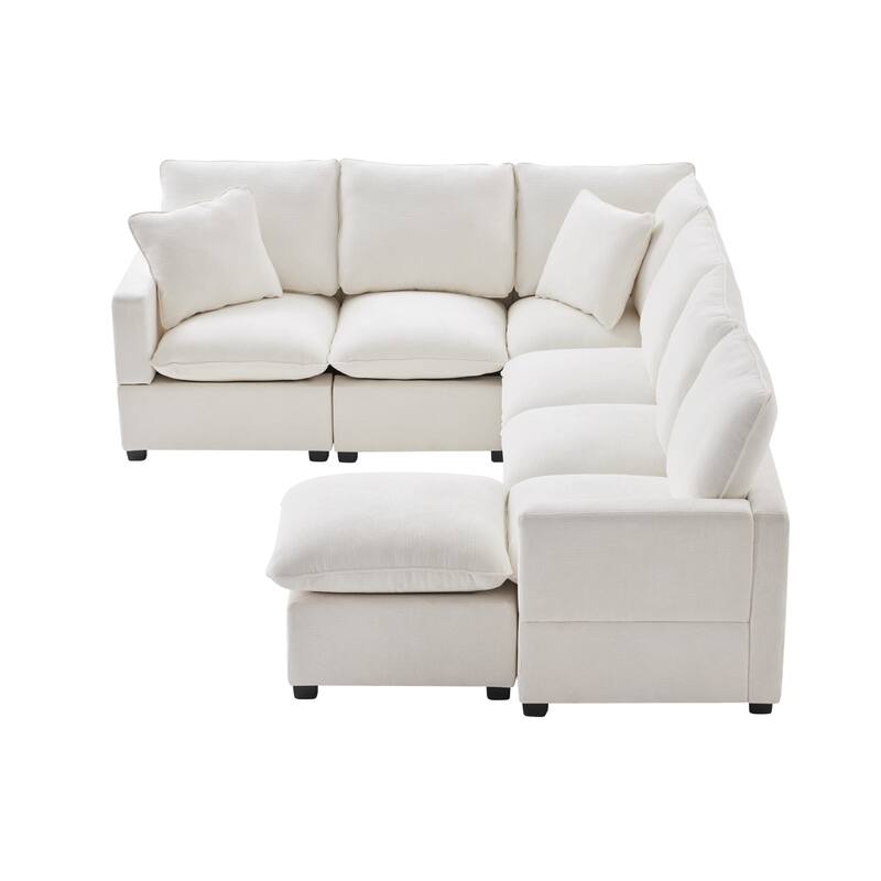 Modular Cloud Sofa Sets for Livingroom Apartment, Modern Chenille Sectional Sofa with 2 Pillows, Freely Combinable Couch