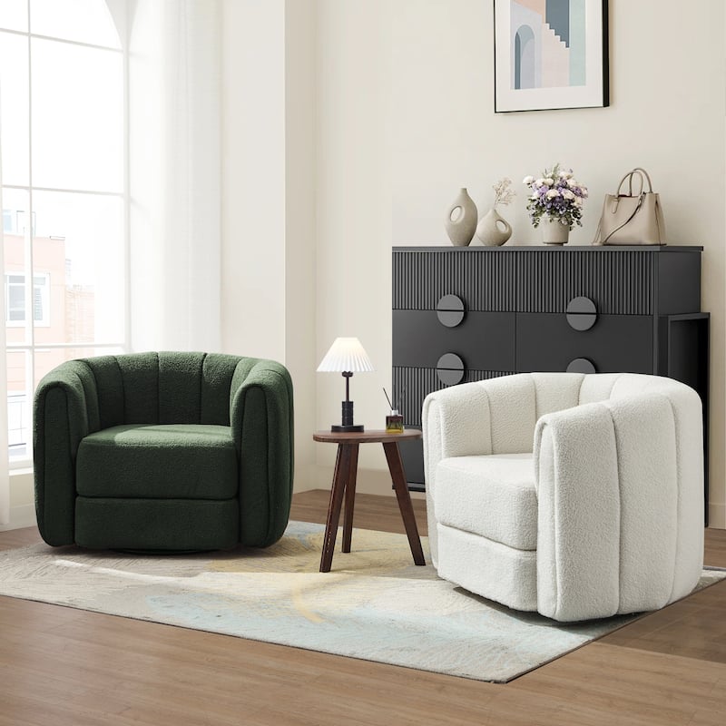 Upholstered Swivel Accent Barrel Chair Armchair