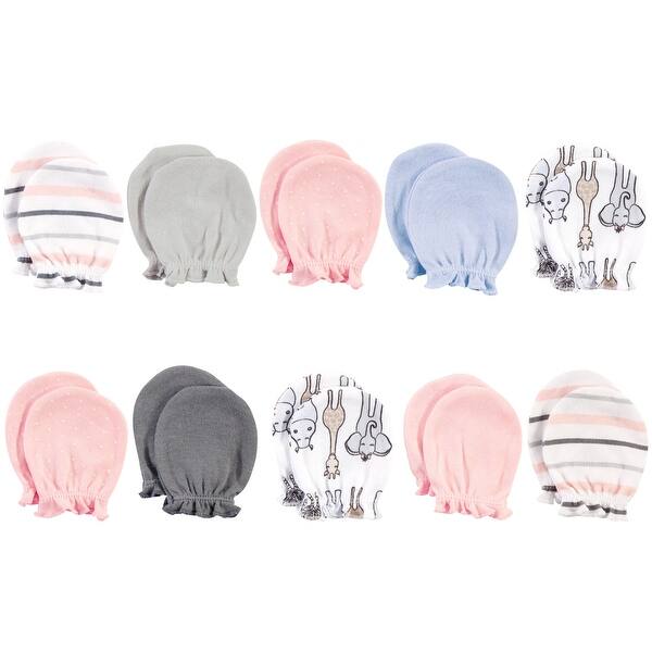 slide 1 of 1, Hudson Baby Infant Girl Cotton Scratch Mittens, Pink Safari, 0-6 Months - Pink Safari Pink Safari - 0-6 Months
