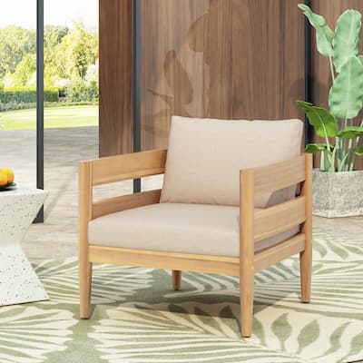 Christopher Knight Home - Alexandra Curved Acacia Wood Outdoor Club Chair