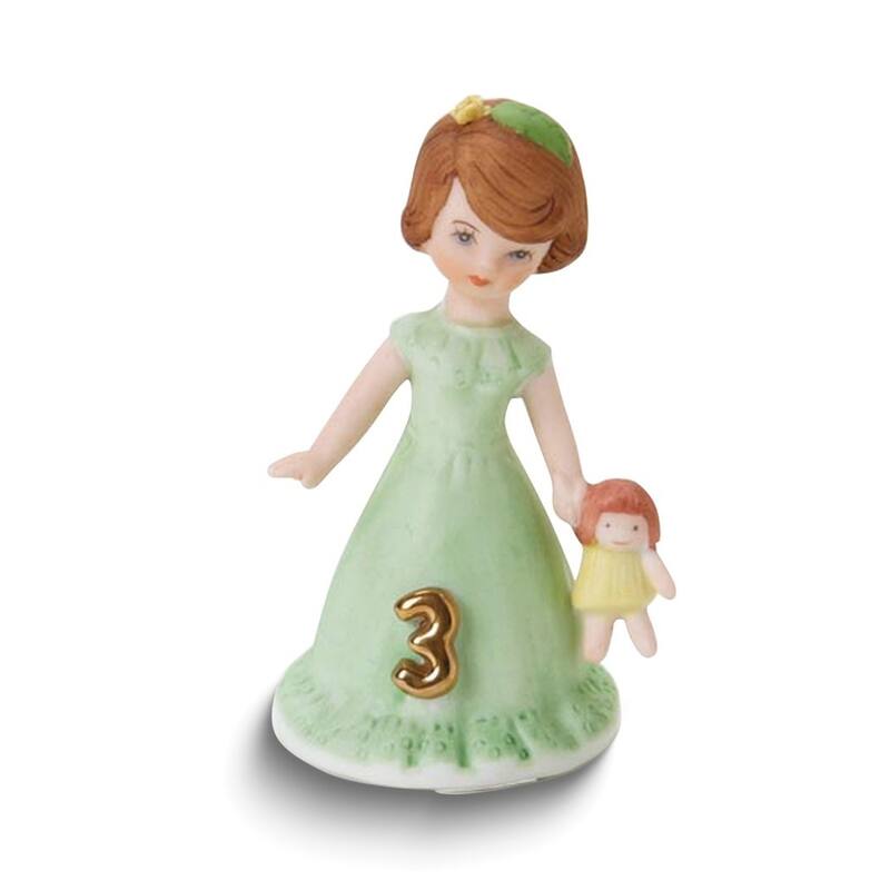 Curata Birthday Girls Brunette Age 3 Porcelain Bisque Figurine