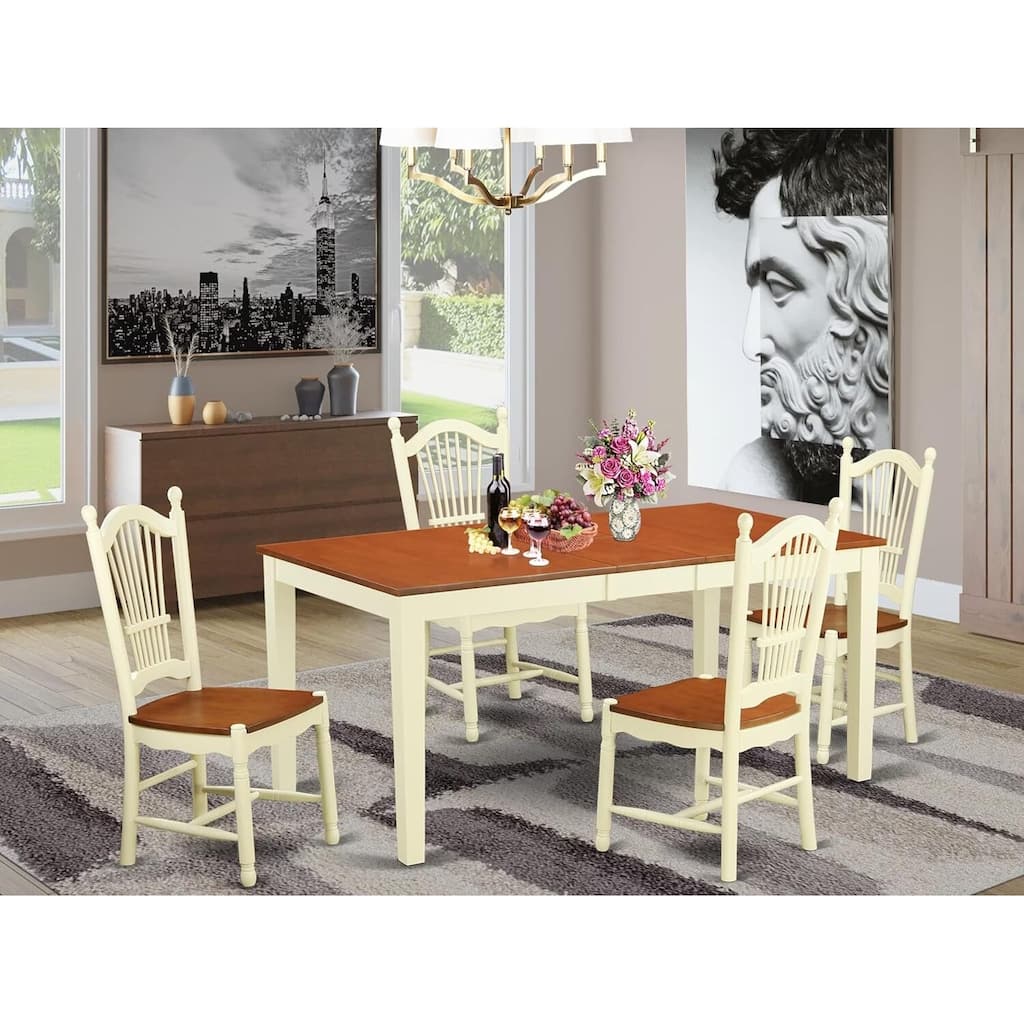 Dinette Set Table and Chairs - Kitchen Dining Room Set - Rubber Wood - Seats 8