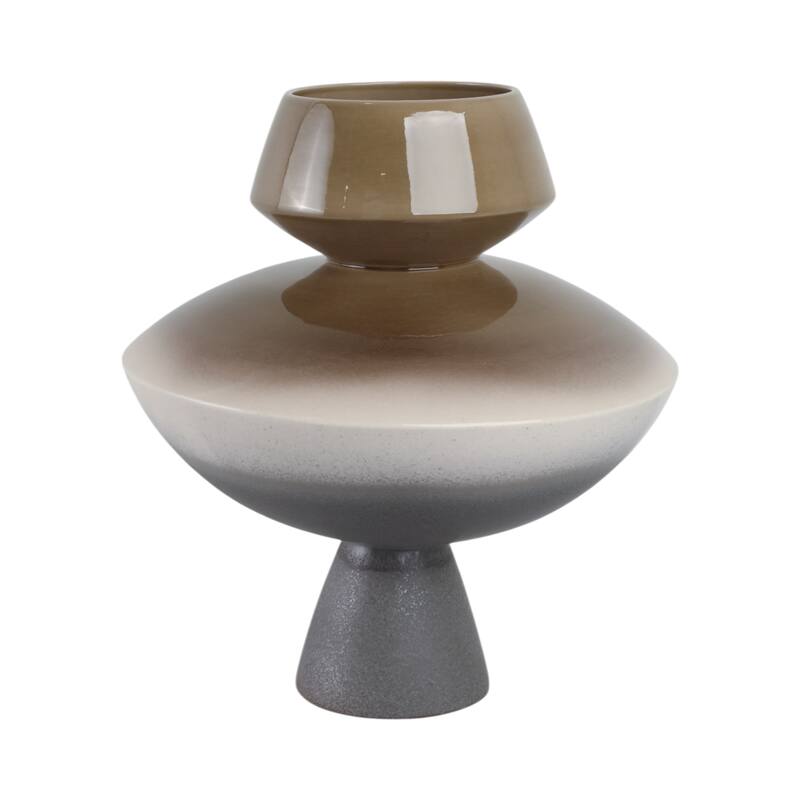 Pottery Vase Artesa Geometric Pedestal Form Handmade Flared Neck