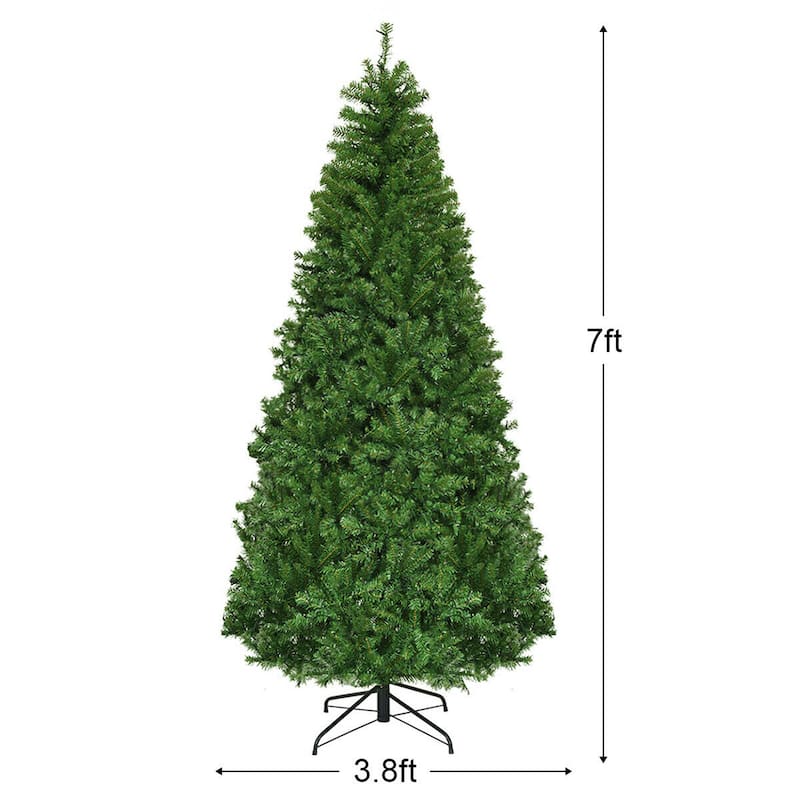Gymax 5-9FT Pre-Lit Christmas Tree Hinged Artificial Tree w/ Metal