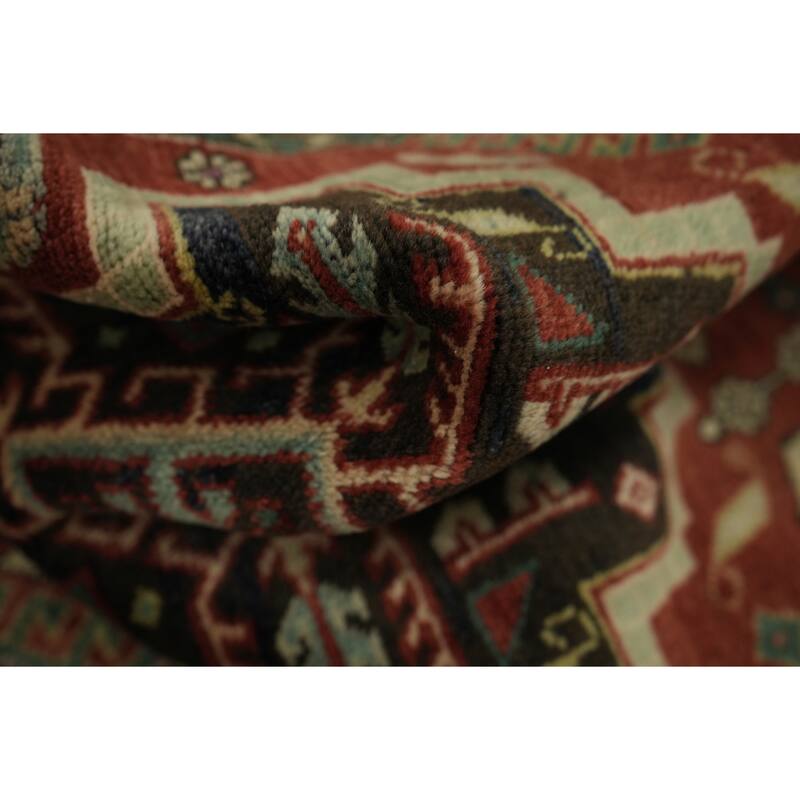 Hand Knotted Oriental 100% Wool Carpet Traditional Tribal Red Tabriz Runner Rug - 14' 6'' X 3' 7''