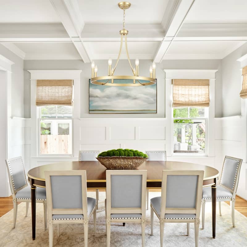 8-Light W23.6" x H82.67" Vintage Rustic Wagon Wheel Chandelier for Living Room