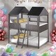 preview thumbnail 2 of 14, Full Over Full Wood Bunk Bed With Roof,Window,Guardrail And Ladder,Sturdy Construction