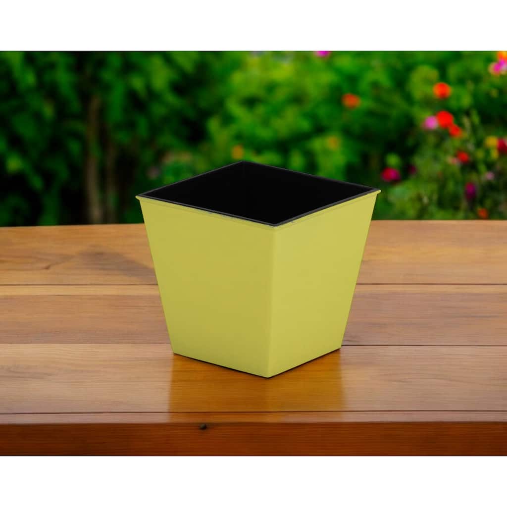 HomeRoots 5" Yellow Recycled Plastic Indoor Outdoor Square Pot Planter