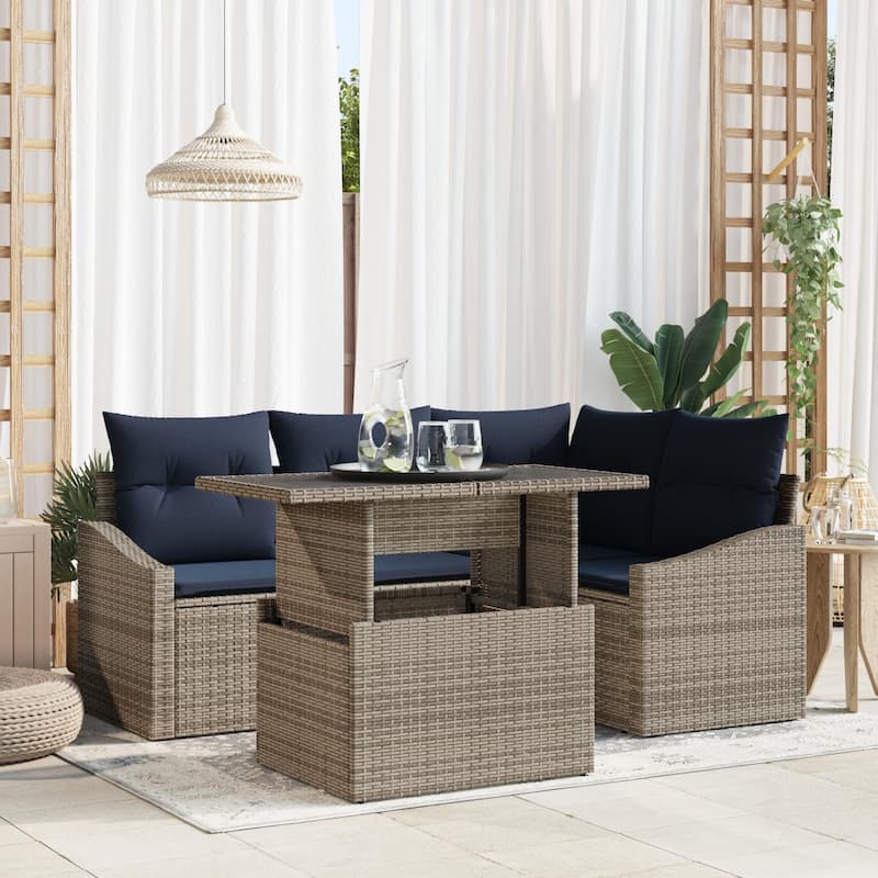 vidaXL 5 Piece Garden Sofa Set with Cushions - 70.3×48.6×27.2 - Grey