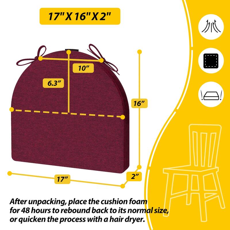 AAAAAcessories 17 in. X 16 in.Indoor Strap Non-slip Chair Cushion for Multi-scenario Setups (2 Pack) - N/A