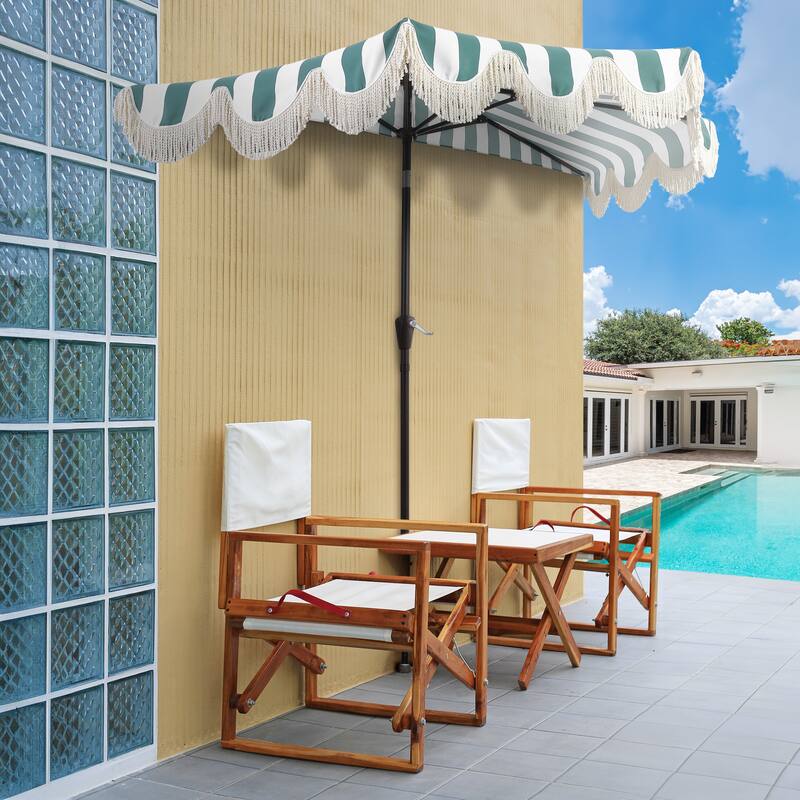 9ft Half Market Umbrella, Scalloped, Crank, Tilt, UV, by JONATHAN Y